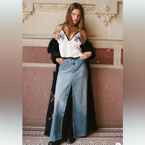 We The Free Come As You Are Denim Maxi Skirt NWT size 4 - Picture 5 of 13